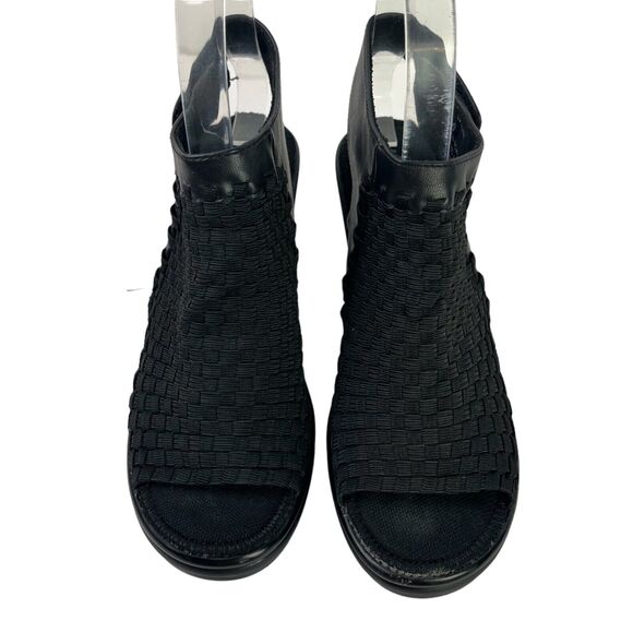 Steven Steve Madden Elmore Women's Woven Black Block High Heels Sandals Shoes 6 - Picture 3 of 16